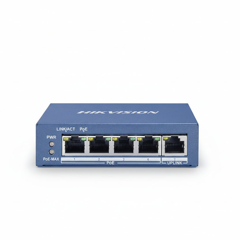 Hikvision DS-3E0505P-E 4-Port Unmanaged Gigabit PoE Switch UAE | 65W PoE+ Network Switch Dubai Abu Dhabi Sharjah Ajman Umm Al Quwain Ras Al Khaimah Fujairah