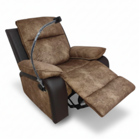 Swivel Recliner Chair with Mobile Holder | Premium Brown Fabric Recliner UAE