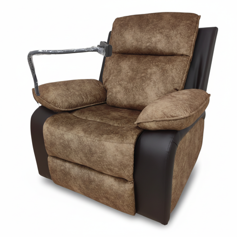 Swivel Recliner Chair with Mobile Holder | Premium Brown Fabric Recliner UAE