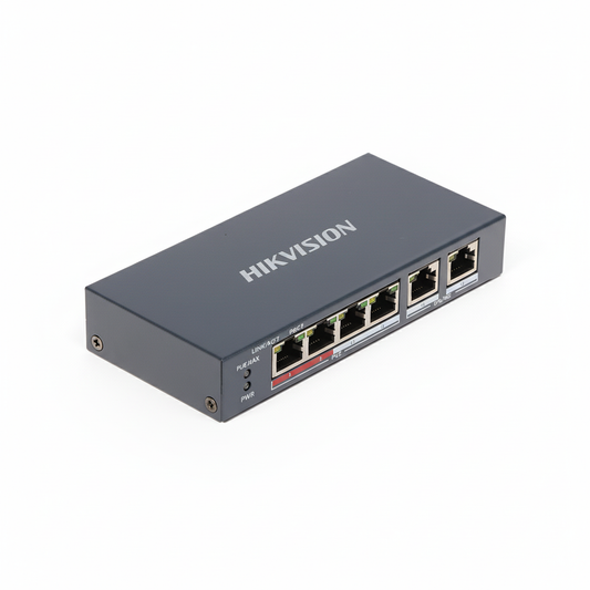 Hikvision DS-3E0106P-E-M 4-Port Fast Ethernet Unmanaged PoE Switch UAE | 60W PoE+ Network Switch Dubai Abu Dhabi Sharjah Ajman Umm Al Quwain Ras Al Khaimah Fujairah