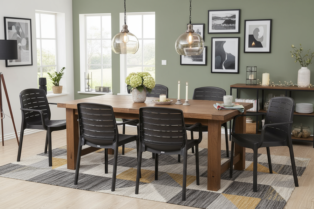 Premium Cedargrain Armchair Set of 6 in elegant home dining room setting - UAE furniture delivery Dubai Abu Dhabi Sharjah