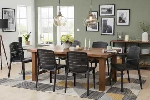 Premium Cedargrain Armchair Set of 6 in elegant home dining room setting - UAE furniture delivery Dubai Abu Dhabi Sharjah