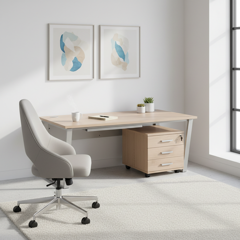 Office Desk 1.2m Beech White | Premium Workstation UAE | INFINI HOMES