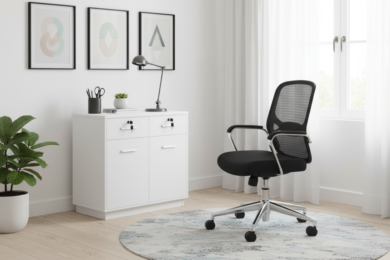 White Credenza Side Table with Storage | 2 Drawer 2 Door | 80x40x75cm | UAE