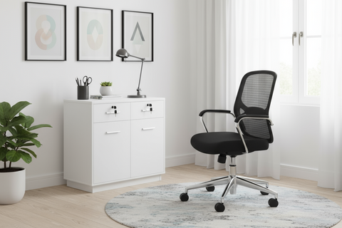 White Credenza Side Table with Storage | 2 Drawer 2 Door | 80x40x75cm | UAE