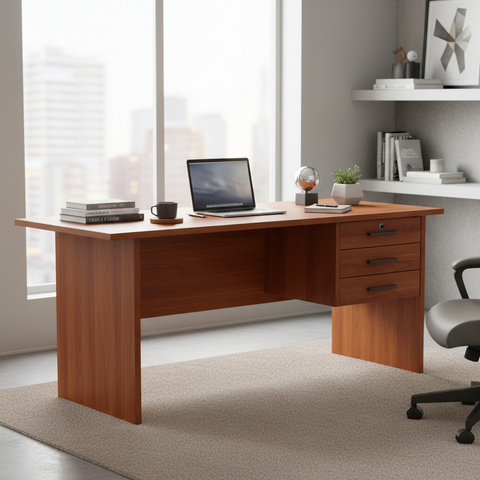 Office Desk Cherry Wood 90x60x75cm | Premium Workstation UAE