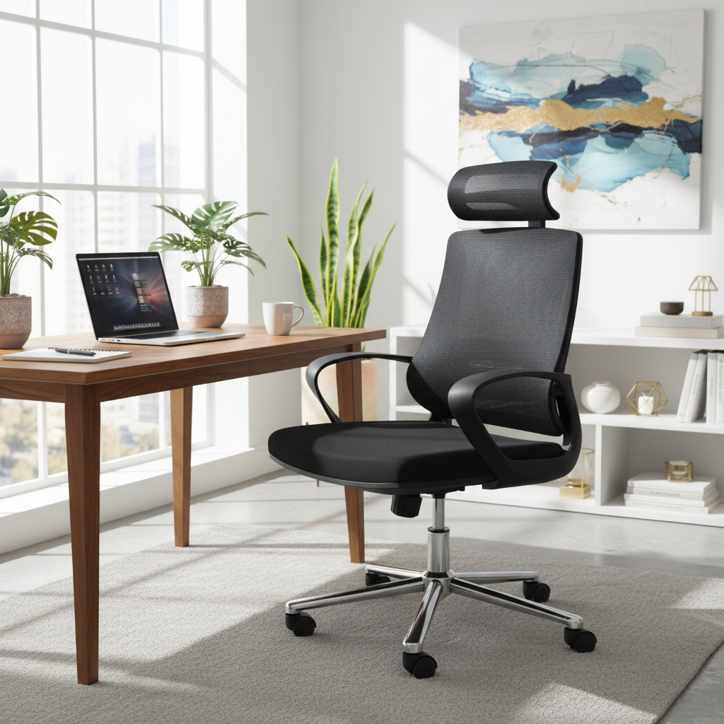 High Back Executive Office Chair with Headrest - Ergonomic Black Chair UAE | IH 3353