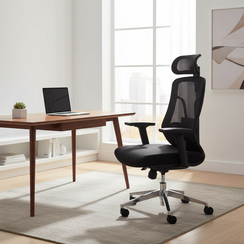 Mesh high back ergonomic office chair with headrest in UAE home office setup – IH 318H