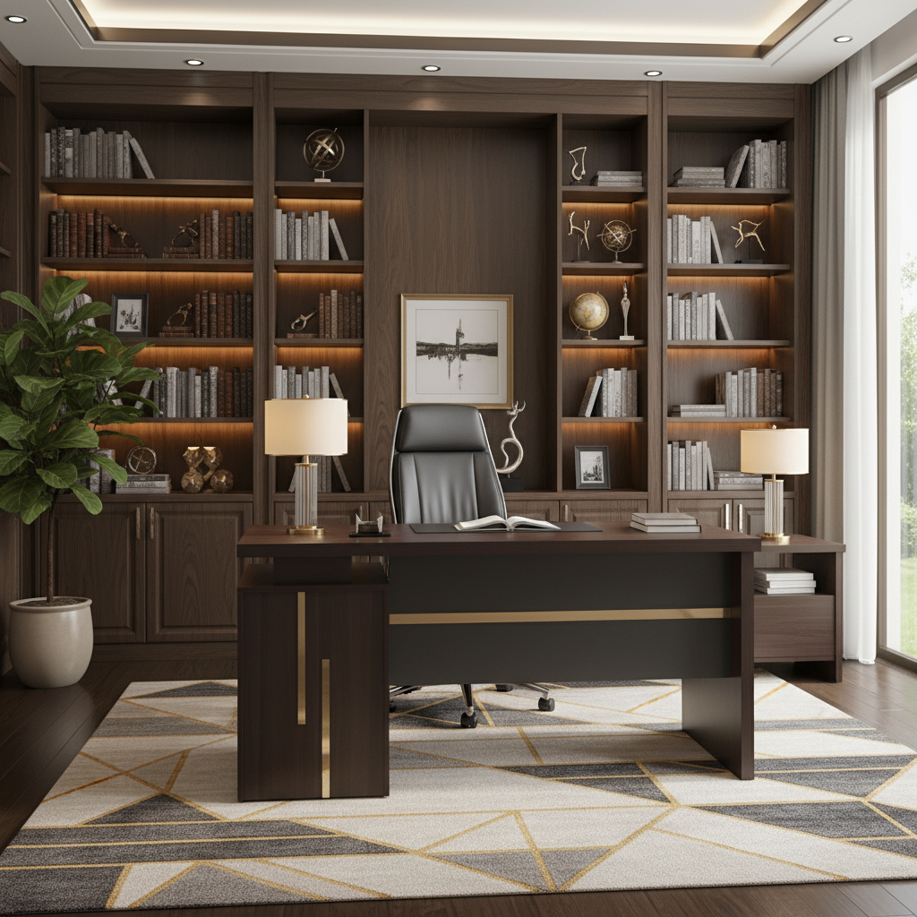Luxury Home Office Desk in Wenge Finish with Built-in Storage – Premium Office Furniture for Home Offices in UAE | IH-T722-WEN