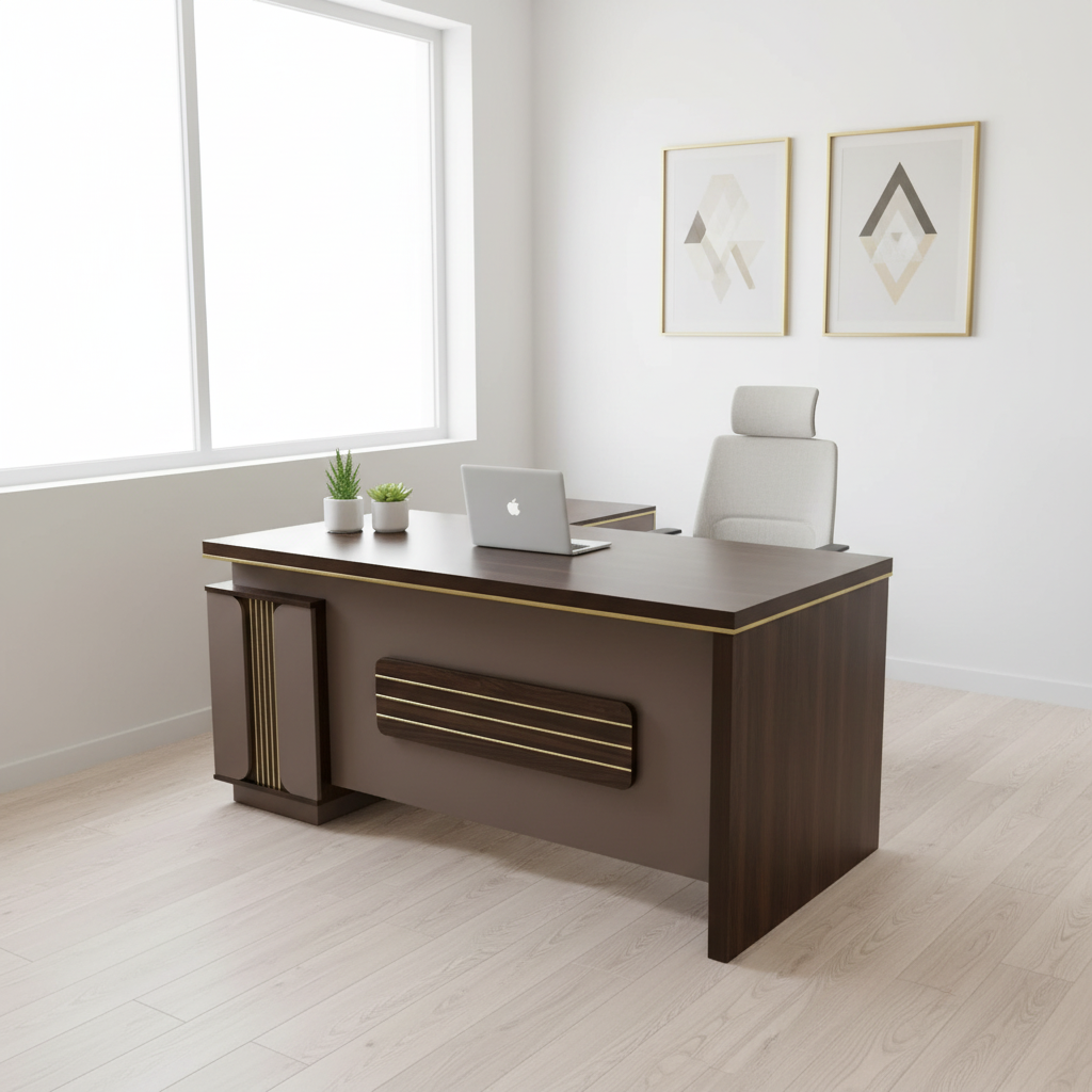 INFINI HOMES IHF725-160 Wenge Grey Office Desk with LED Light – Home Office Setup UAE