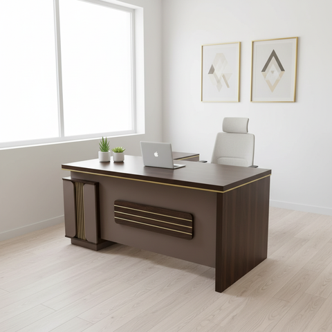 INFINI HOMES IHF725-160 Wenge Grey Office Desk with LED Light – Home Office Setup UAE