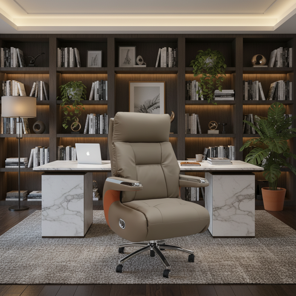 Executive Reclining Chair IH-BOSS-55 Cream in Home Office Setup – Shop Online UAE | INFINI HOMES