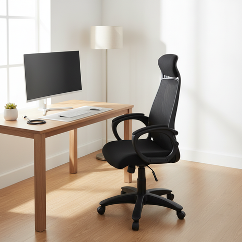 High Back Executive Office Chair with Fixed Headrest - Ergonomic Desk Chair UAE | Premium Quality | IH 543