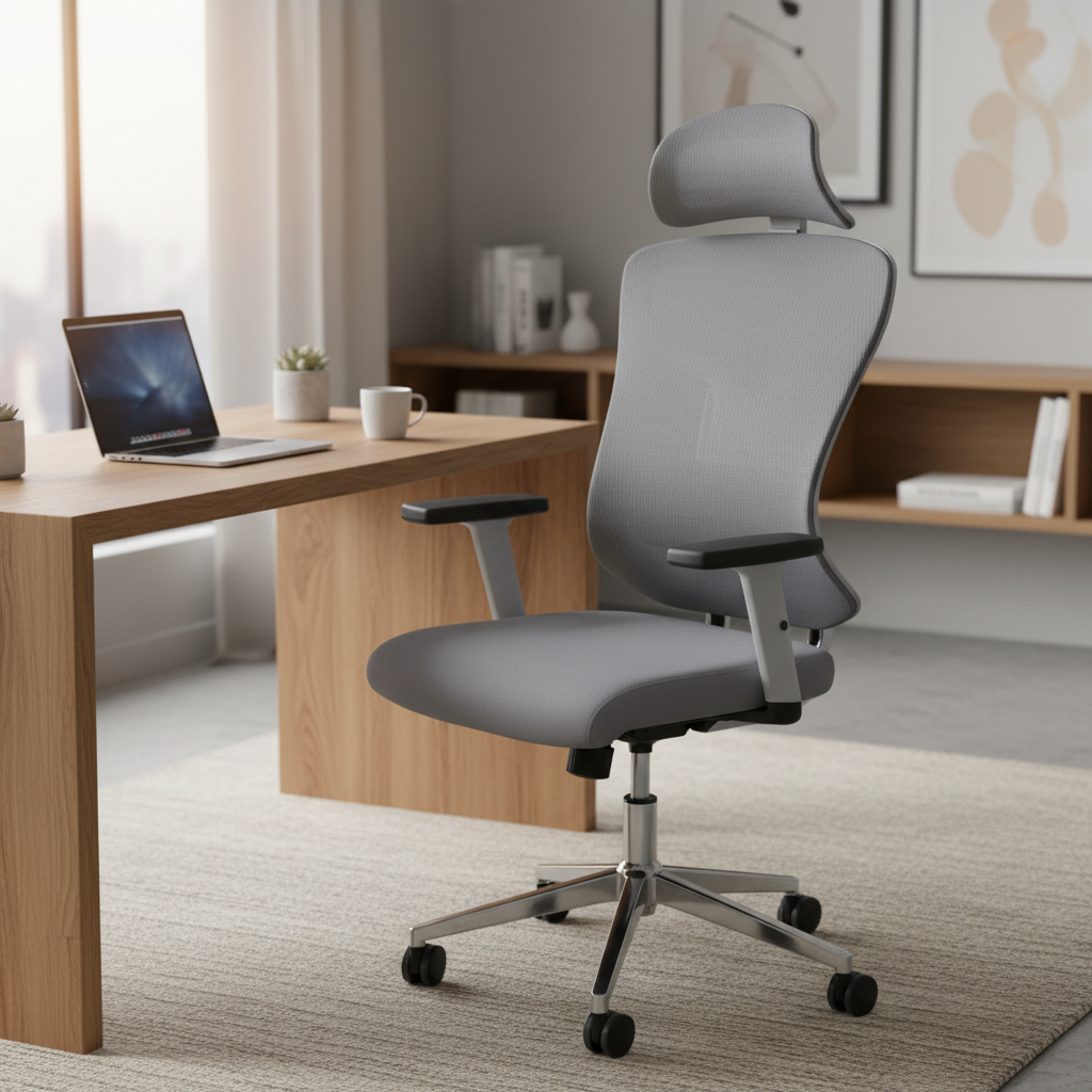 Ergonomic Mesh High Back Office Grey Chair with Headrest UAE | Premium Executive Chair Dubai