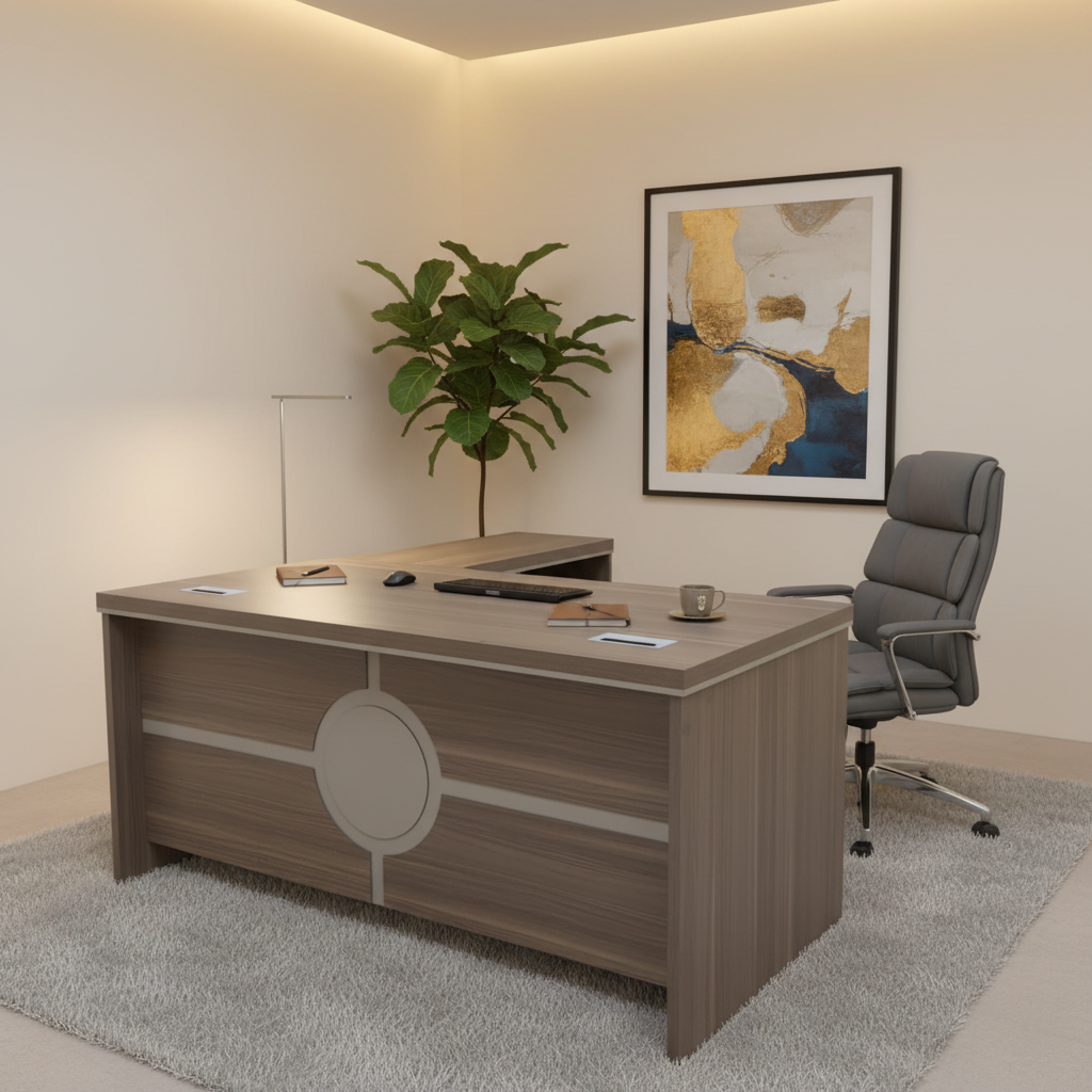 L-Shape Manager Desk 1.6m Styled in Modern Home Office – Premium Office Furniture UAE
