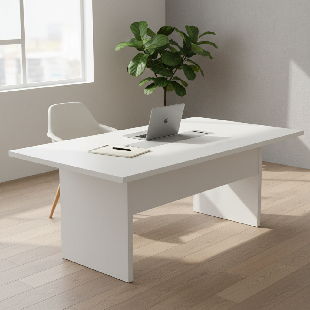 Wenge Meeting Table 200x100cm with cable management – dark wood boardroom table UAE | INFINI HOMES