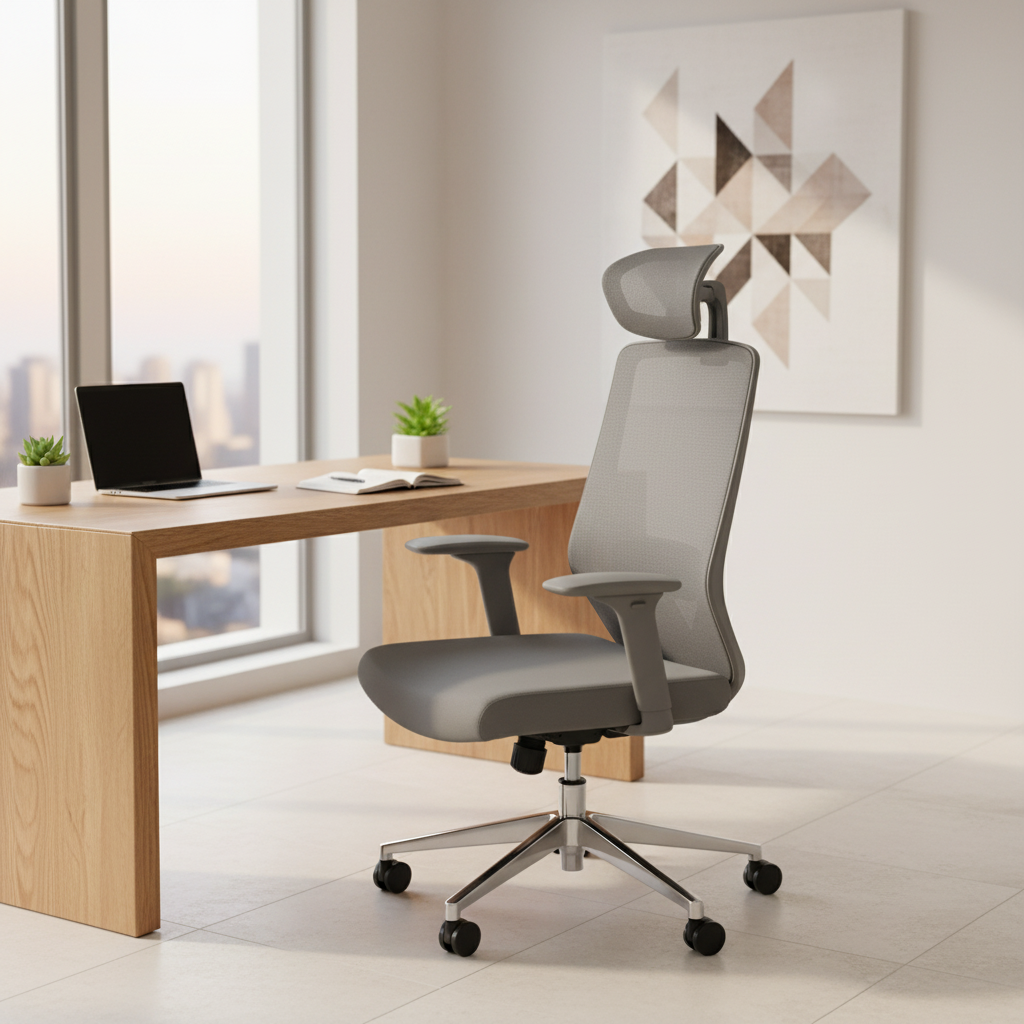 Mesh High Back Chair with Headrest in Modern Home Office Setup – UAE Delivery Available