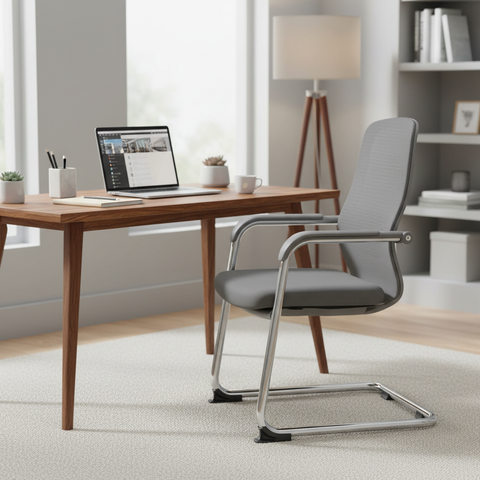 Ergonomic Mesh Visitor Chair in Modern Home Office Setup – UAE | IH 202 | INFINI HOMES