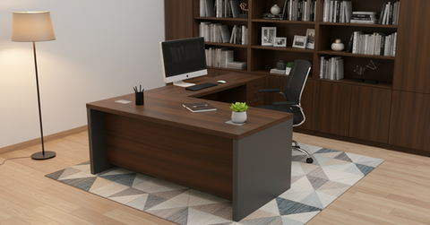 L-Shaped Office Desk 200x170cm with Mobile Drawer - Premium Executive Table UAE | INFINI HOMES