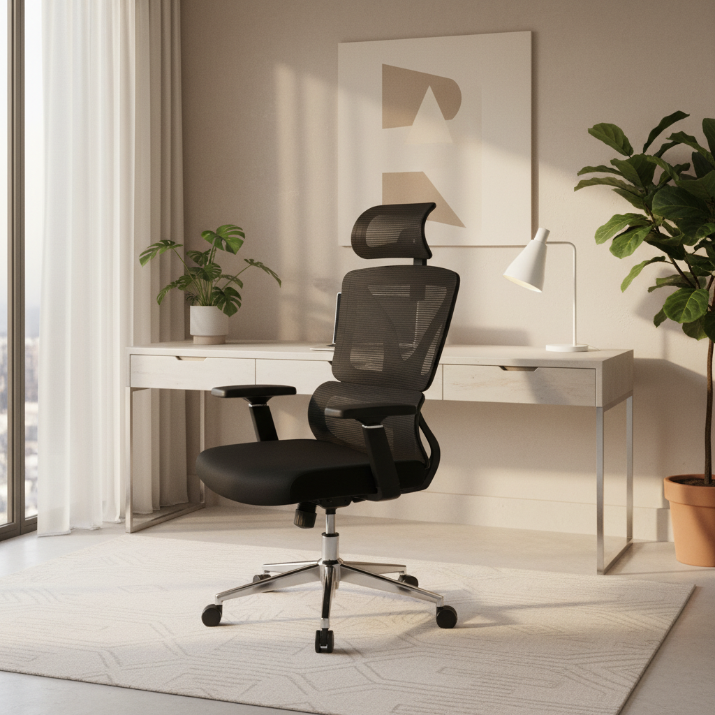 Ergonomic Mesh High Back Office Chair with Headrest - Dubai UAE | Premium Executive Chair | IH 331 BLK