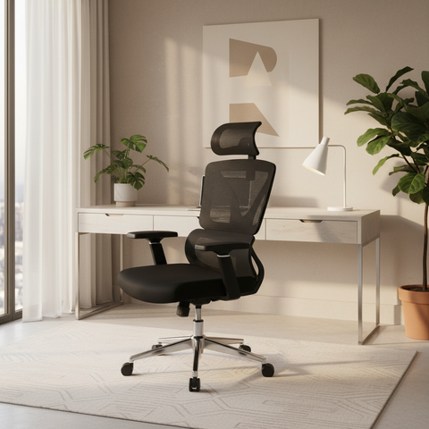 Ergonomic Mesh High Back Office Chair with Headrest - Dubai UAE | Premium Executive Chair | IH 331 BLK