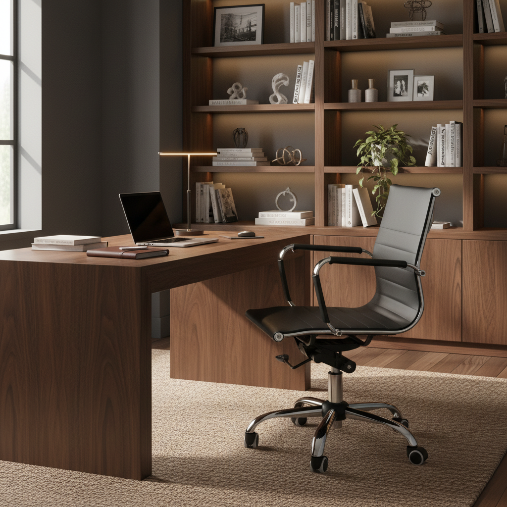 Low Back Office Chair Chrome Base - Ergonomic Desk Chair UAE | | IH 101L