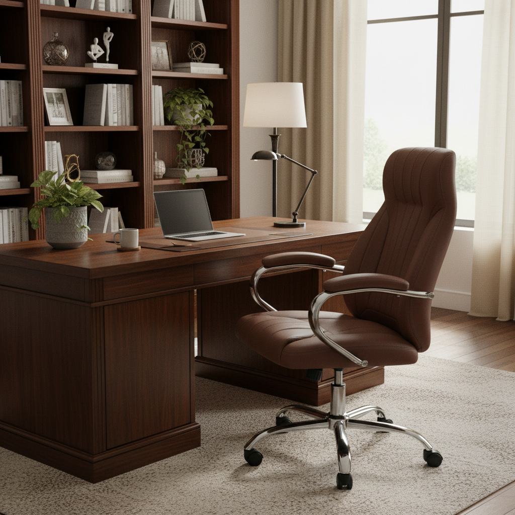 Executive Office Chair Brown - High Back PU Leather Ergonomic Chair UAE | IH 923