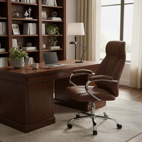 Executive Office Chair Brown - High Back PU Leather Ergonomic Chair UAE | IH 923