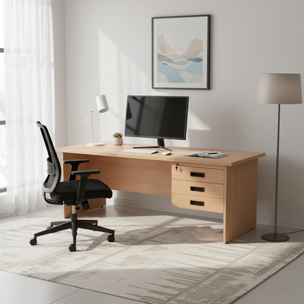 Premium Beech Office Desk 160x75x75cm | UAE-Wide Delivery