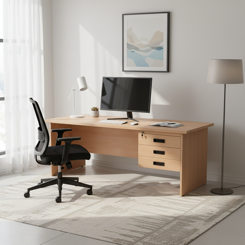Premium Beech Office Desk 160x75x75cm | UAE-Wide Delivery