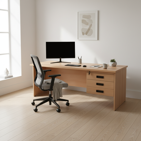 Premium Beech Office Desk 160x75x75cm | UAE-Wide Delivery