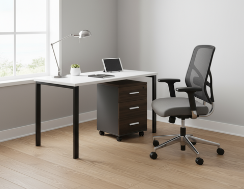 INFINI HOMES Pedestal Drawer UAE - Model AF601+PD-BG Walnut Grey 40x40x62cm Dubai Abu Dhabi Sharjah