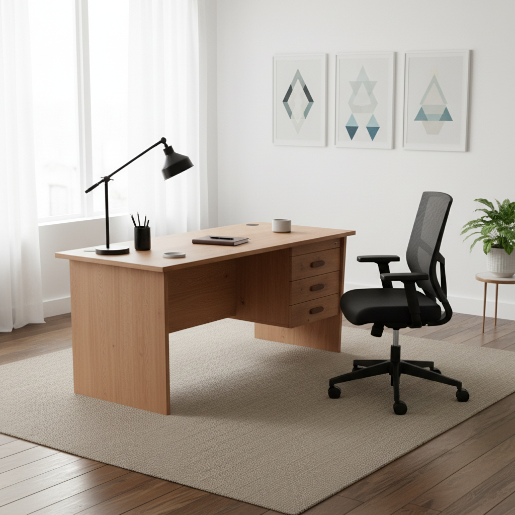 Office Desk Light Cherry 140x70x75cm | Premium Desks UAE