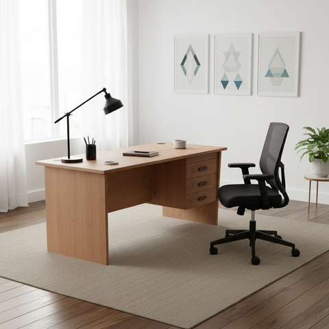 Office Desk Light Cherry 140x70x75cm | Premium Desks UAE