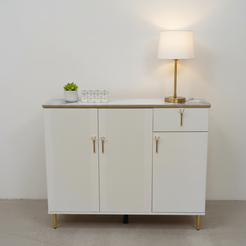High Gloss Shoe Cabinet with Ceramic Top | IH S-81 | White