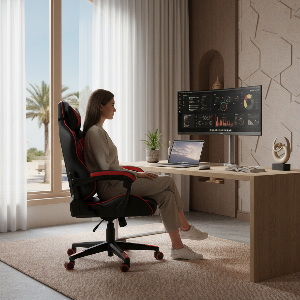 Sport Gaming Chair Black & Red | Ergonomic Office Chair UAE