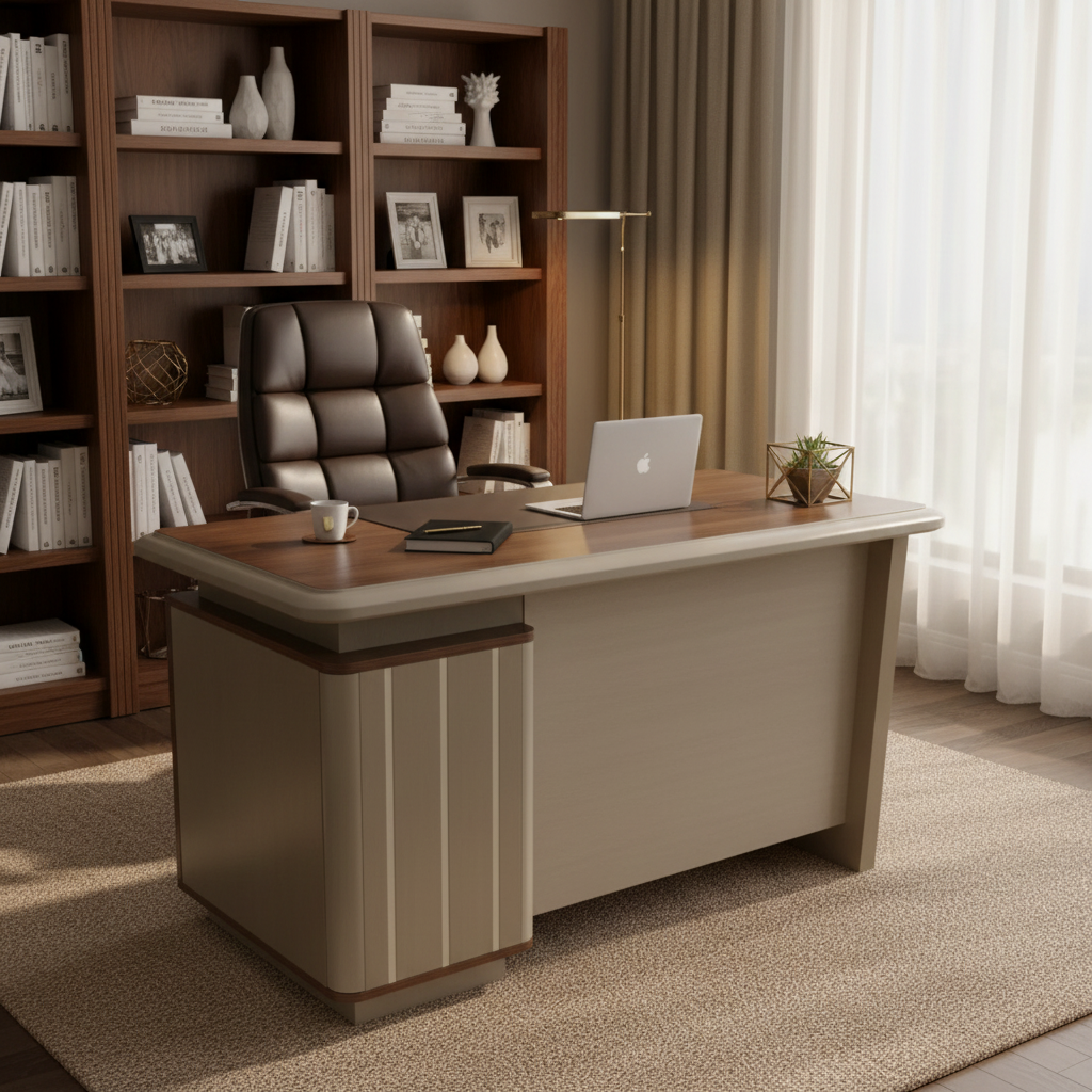 120x60cm Oak & Khaki Office Desk in Home Office Setup | Buy Work From Home Desks UAE