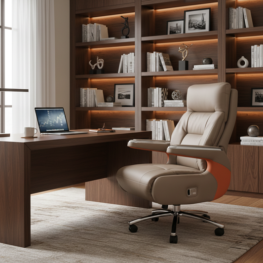 Premium PU Leather Recliner Office Chair with Chrome Base - UAE Stock | IH 6079