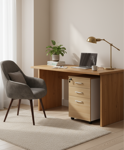 INFINI HOMES Pedestal Drawer UAE - Model BX-KD601+PD Oak White 40x40x55cm Dubai Abu Dhabi Sharjah