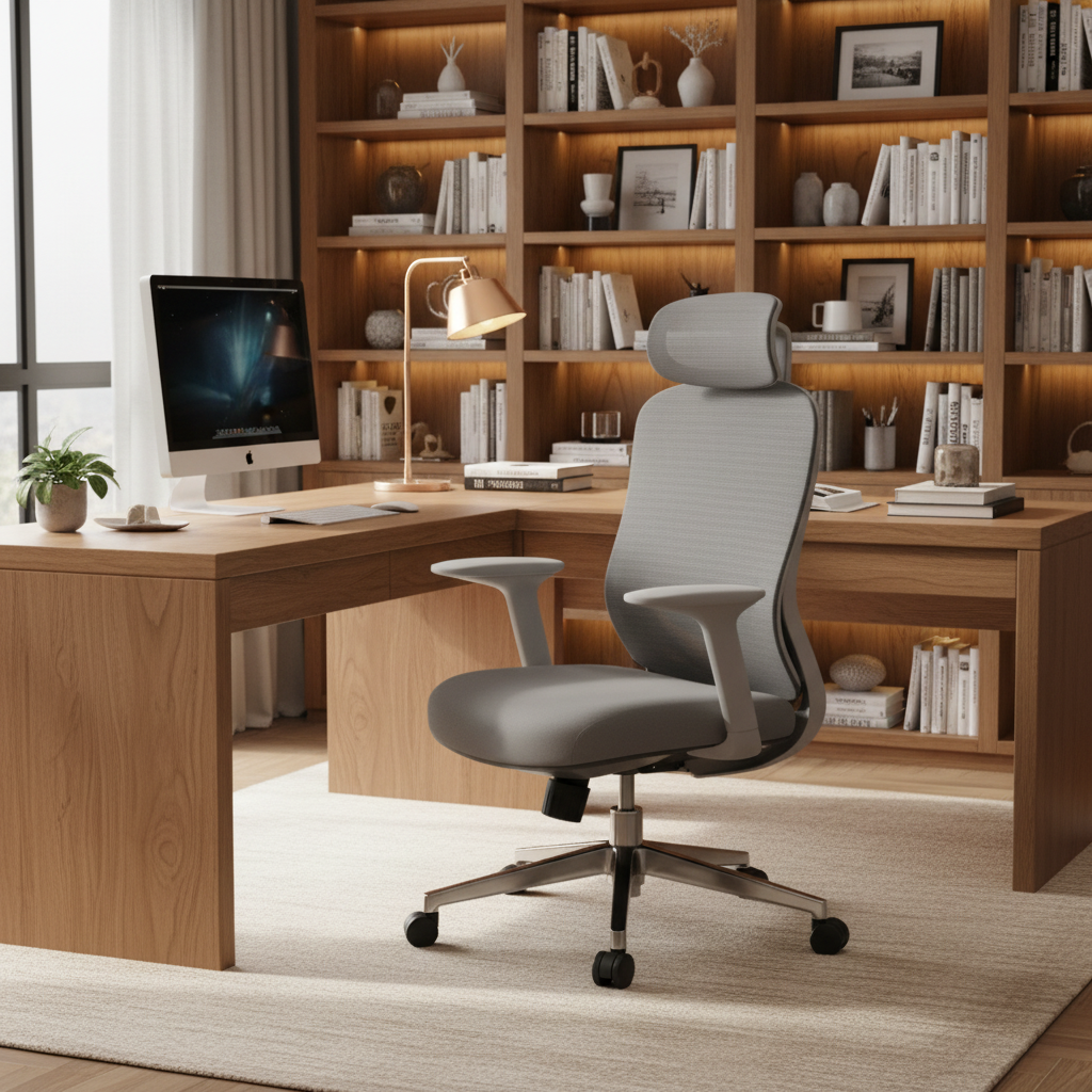 Ergonomic Mesh Grey Office Chair with Headrest - High Back Executive Chair UAE | IH 688-A