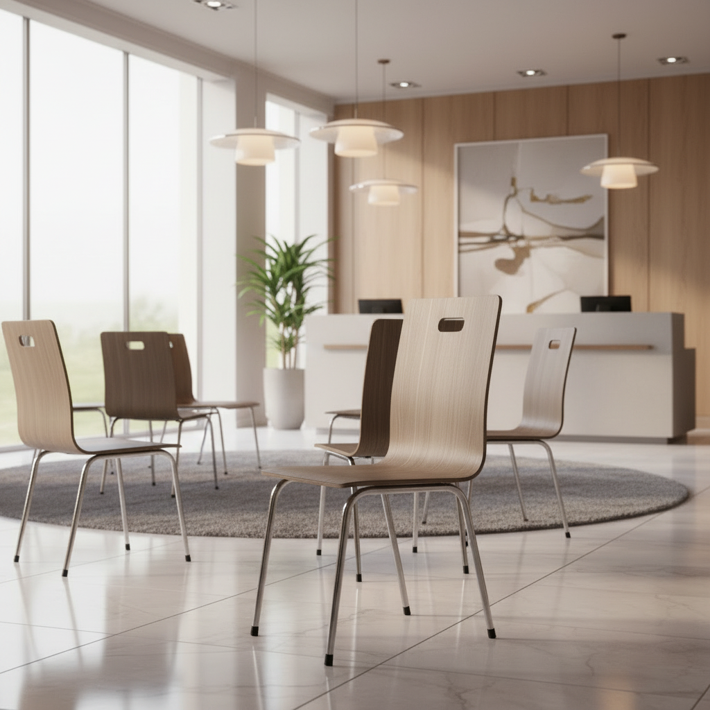 Banquet Chair IH 065 – Wooden Frame with Steel Legs | Beech Finish