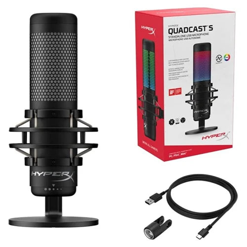 HyperX QuadCast S RGB USB Condenser Microphone Black | Professional Streaming Mic UAE