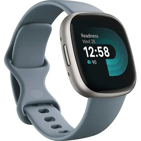 Fitbit Versa 4 Fitness Smartwatch UAE – Dubai, Abu Dhabi, Sharjah | Health & Activity Tracker Waterfall Blue Platinum Aluminum