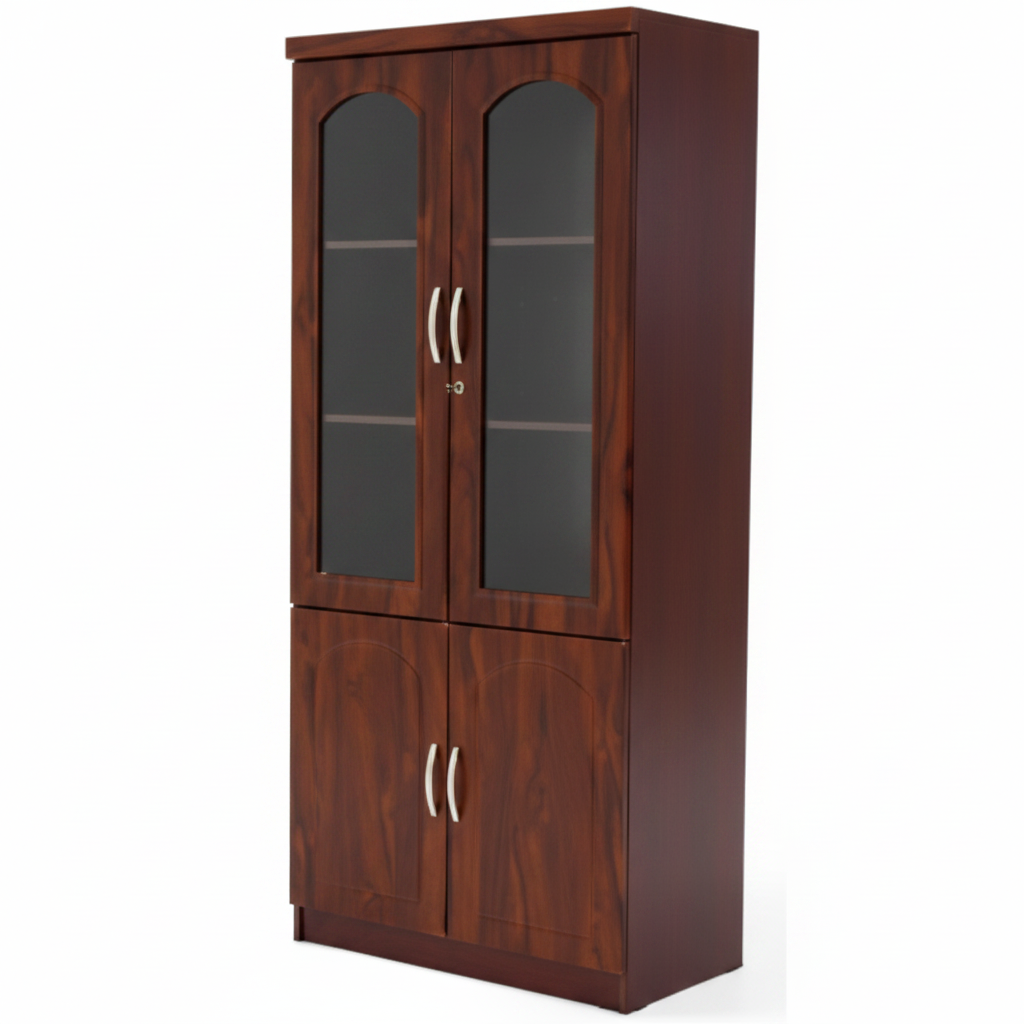 Book Cabinet with Lockable Glass Door White Finish UAE | Modern Bookcase Dubai | INFINI HOMES IH 902