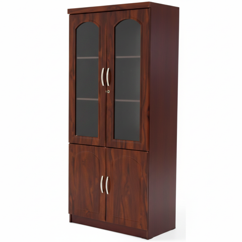 Book Cabinet with Lockable Glass Door White Finish UAE | Modern Bookcase Dubai | INFINI HOMES IH 902
