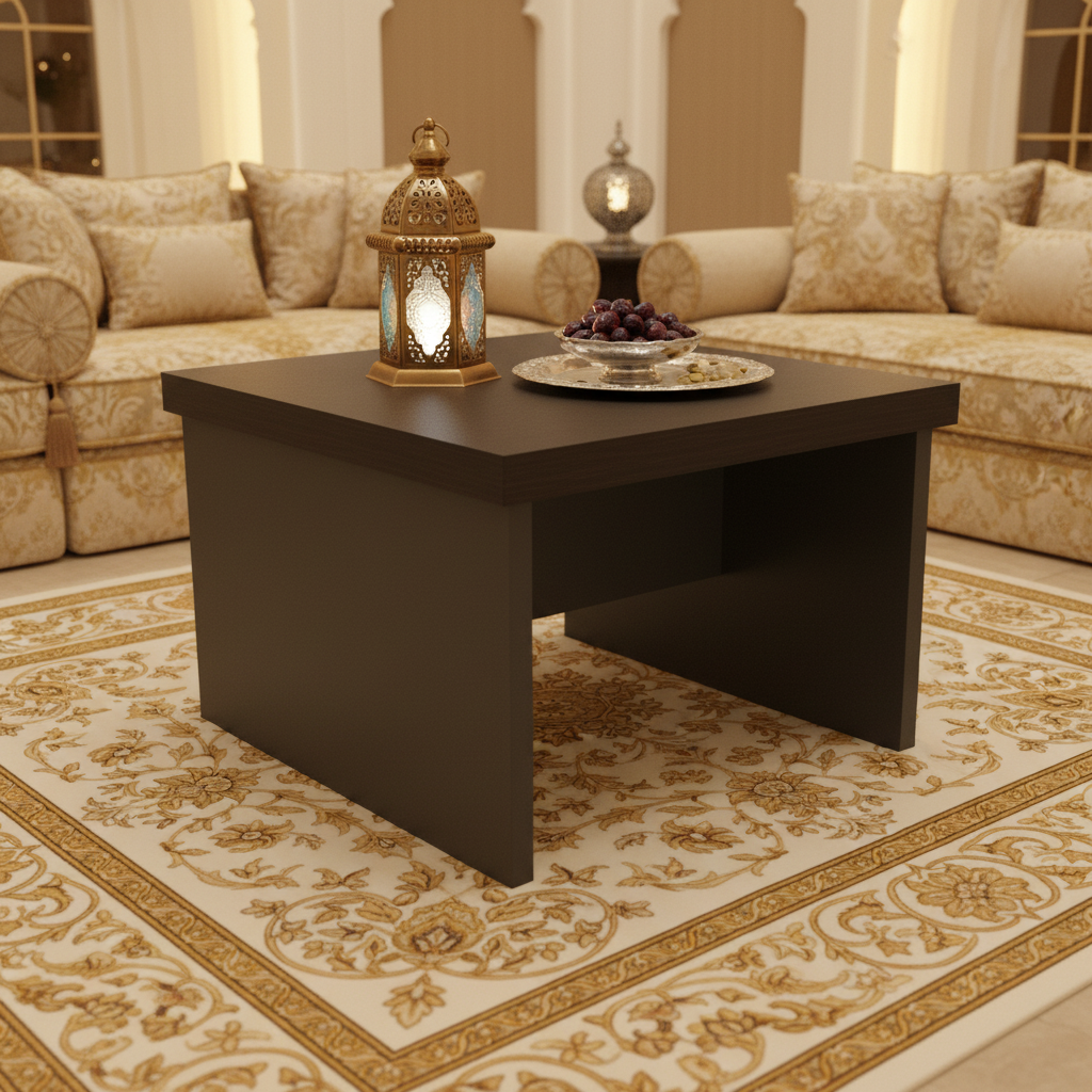 Center Table IH 6060 | Coffee & Grey | 60×60×45 cm | INFINI HOMES