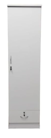 INFINI HOMES Single Door Wooden Wardrobe UAE - White Engineered Wood 1 Drawer Modern Dubai Abu Dhabi Sharjah