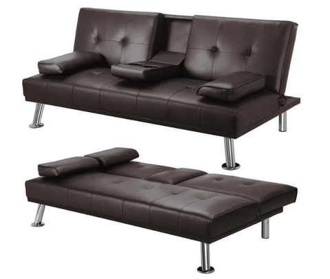 INFINI HOMES Faux Leather Sofa Bed, 180 cm, light Brown ( Without Assembly)
