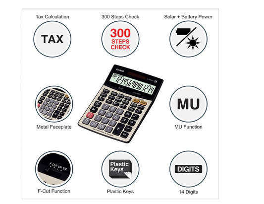 Casio DJ-240D PLUS Desktop Calculator - 14 Digit Display
