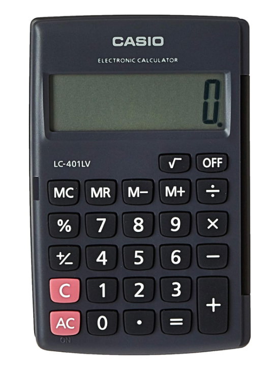 Casio LC-401LV Portable Electronic Calculator - Compact Design